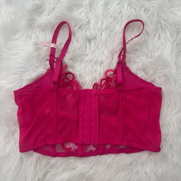Victoria’s Secret Dream Angels Wicked Shimmer Heart Embroidery Corset Pink Large - Image 6
