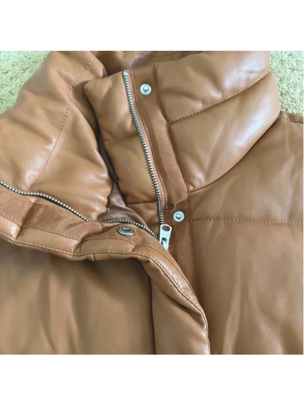 Abercrombie & Fitch vegan leather mini puffer jacket - size S - Image 7