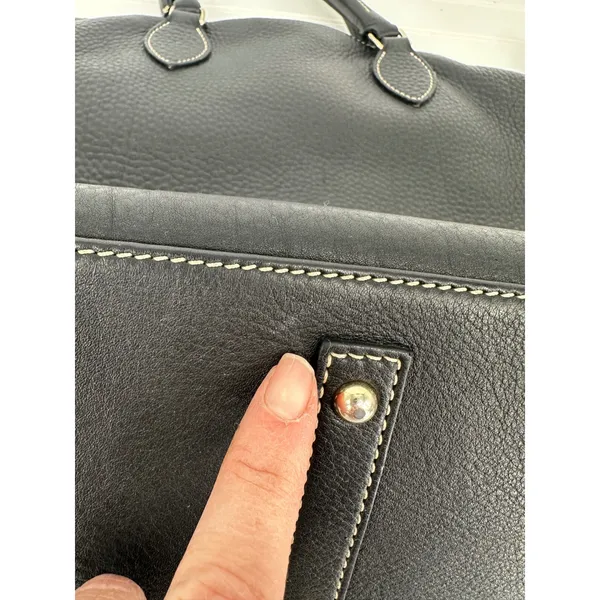 Dooney & Bourke Satchel‎ Bag Purse Black Leather Pebbled Zip Pocket Classic Tote - Image 4