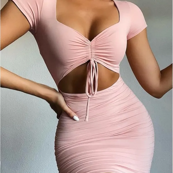 SHEIN Blush Pink Cut-Out Mini Dress - Image 3