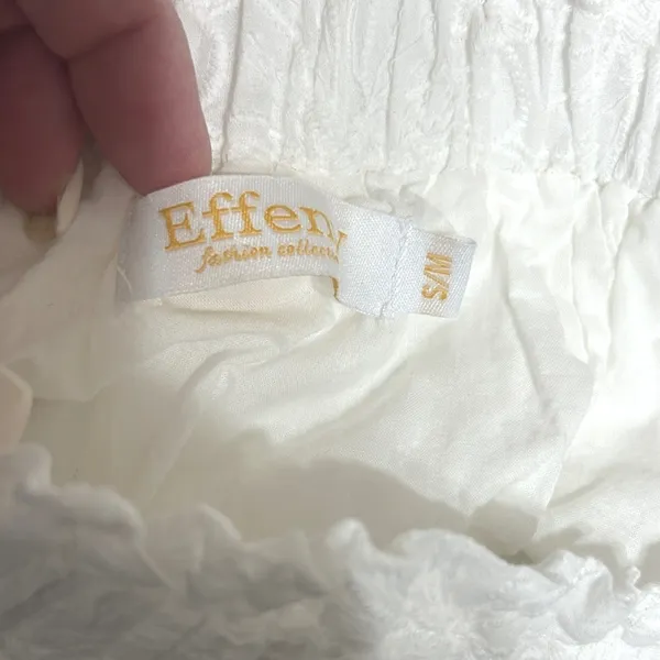 Effeny Women Cottagecore Coquette Tiered Mini Skirt S/M White Eyelet Ruffle Boho - Image 6