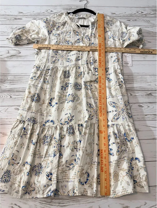 Sonoma Goods For Life Floral Cotton Blend Tiered Tassel Mini Dress M NWT - Image 4