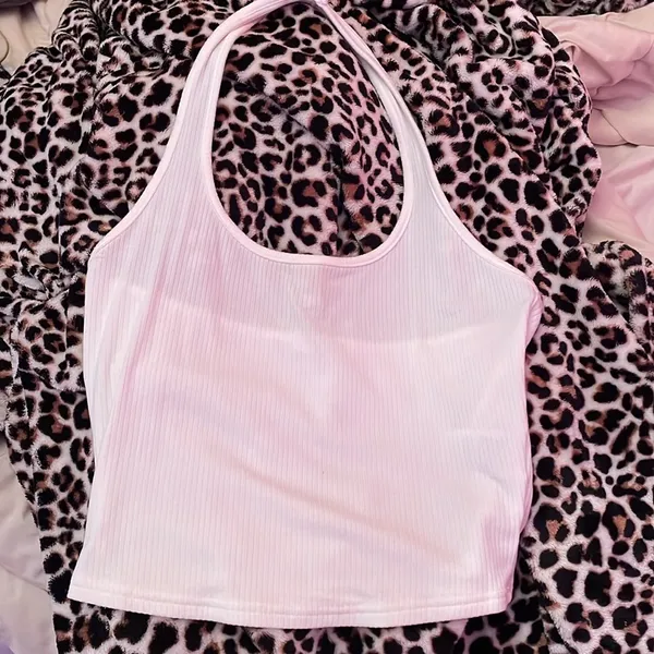 Amazon Super Cute Worn Basic and Simple White Lightweight Halter Crop Top - Image 4