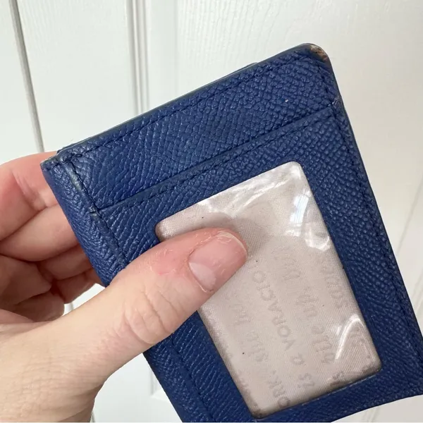 Kate Spade Navy Textured Wallet with Scalloped Edge, Pink interior. - Image 13