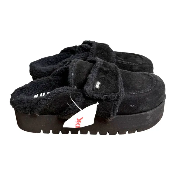 Nubikk Teddy Fur Suede Black Platform Mules Clogs EU 39 US 8.5 NEW with Tags - Image 2