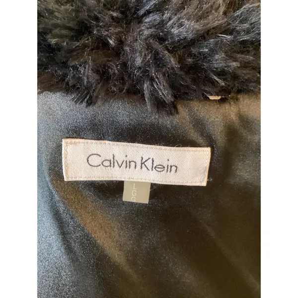 Calvin Klein‎ Womens Black Faux Fur Vest Size Large - Image 3