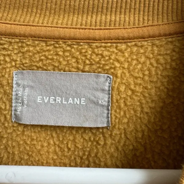 EVERLANE ReNew Oversized Plush Fleece Sweatshirt Teddy Crewneck Mustard Size XS - Image 4