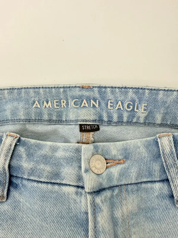 American Eagle Curvy Mom Jeans Light Wash Ripped High Rise 10 Short - Image 10