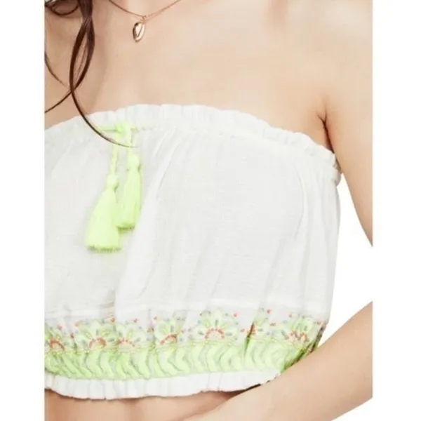 Free People No More Tiers Tube Top Neon Embroidered - Image 4