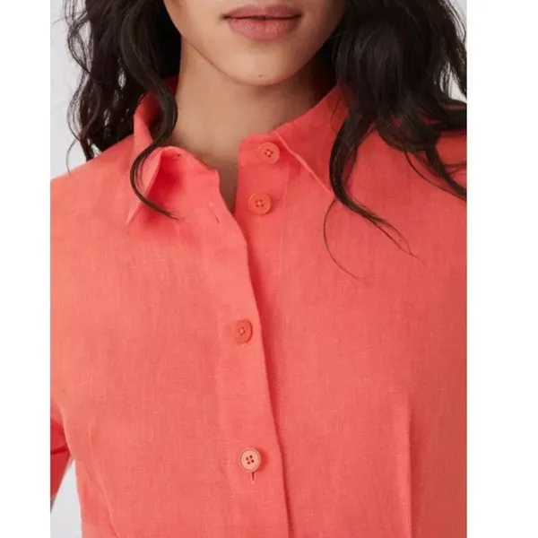 Maje Size 38 Cutout Twisted 100% Linen Midi Shirt Dress‎ - Image 2