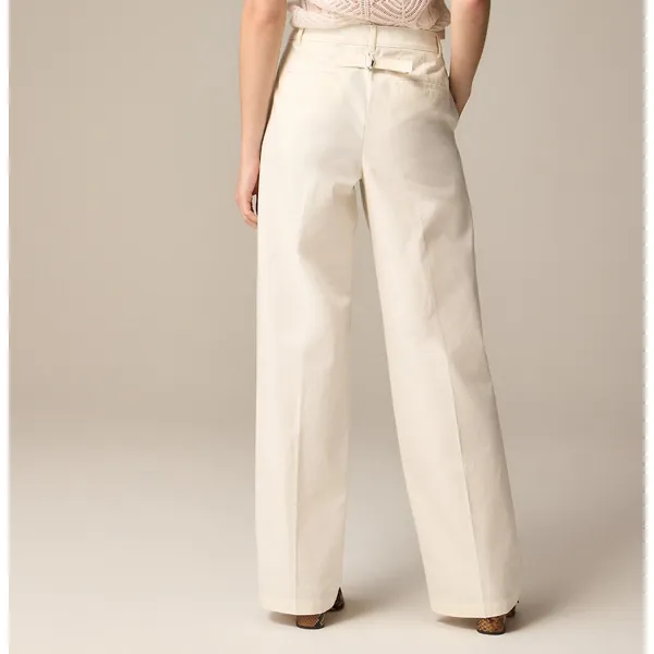J.Crew Full Length Wide Leg Trouser Cotton Linen Blend Ivory Relaxed US 6 NWT - Image 3