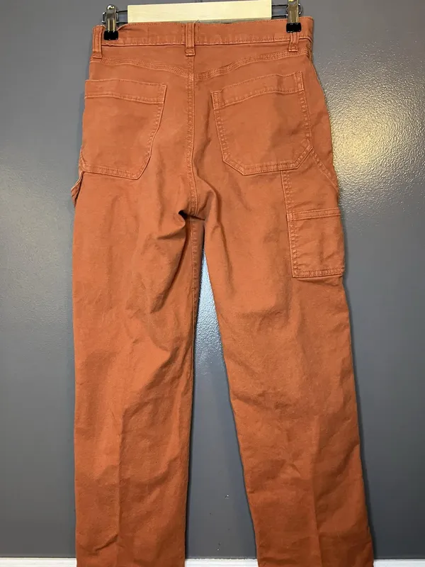 Gap Pants Womens 2 Orange Carpenter Denim Straight Leg Workwear Stretch - Image 7