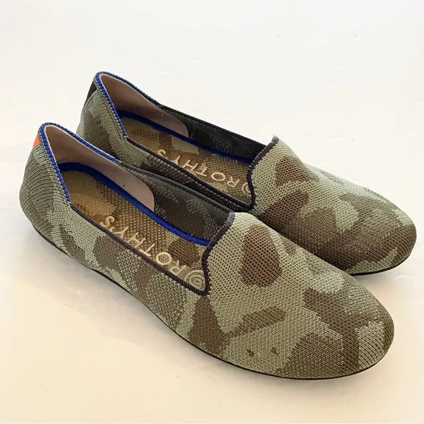 Rothy's Size 5.5 The Loafer Green Camouflage Round‎ Toe Flat Slip on Shoe - Image 3