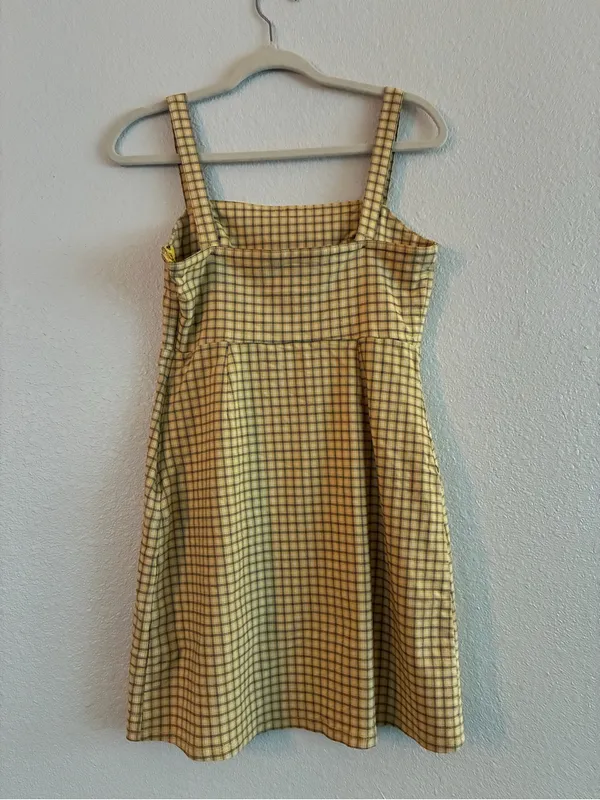 Hollister Split front mini dress | Yellow gingham | Size M - Image 6