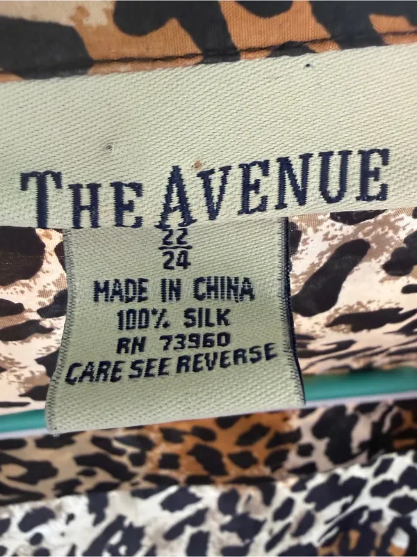 The Avenue 100% Silk Leopard Print Blouse Women’s 22/24 Plus Size - Image 3