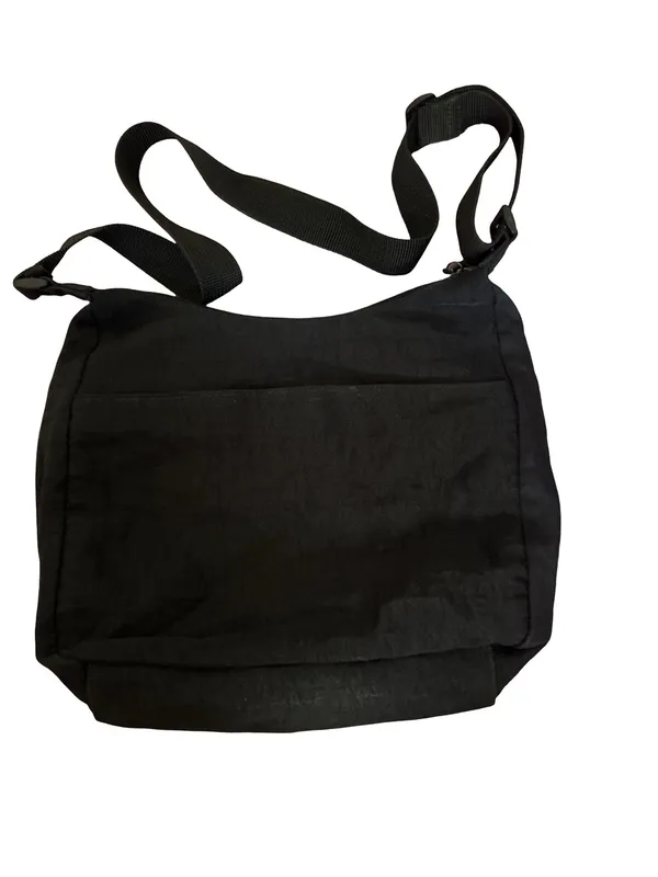 Black Crossbody Shoulder Bag with Front Zip Pocket - Image 3
