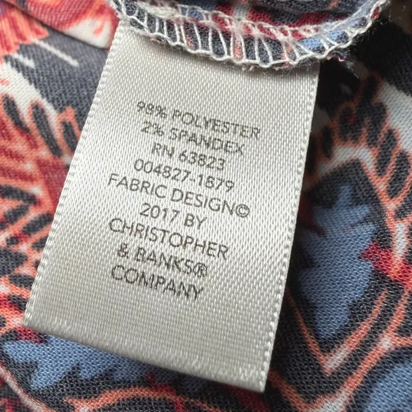 New Christopher & Banks Women Size Medium Blouse Large Medallion Paisley Pintuck - Image 5
