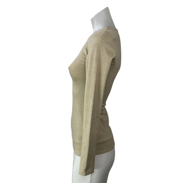 Aritzia Contour Women's Beige Long Sleeves Slim Crew Neck Tee T-shirts Top Sz S - Image 2