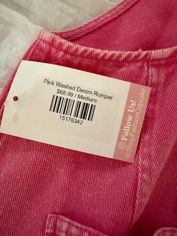 &merci Pink Denim Romper - Image 4