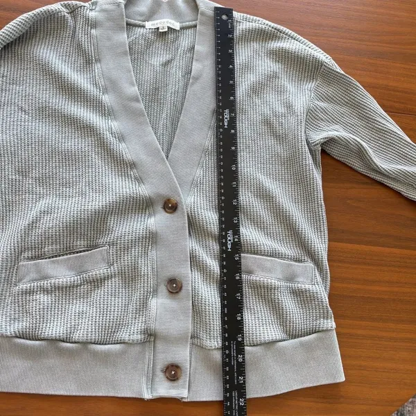 Mododoc Waffle Knit Button Front Pocket Cardigan Cozy Summer Sweater Small - Image 6