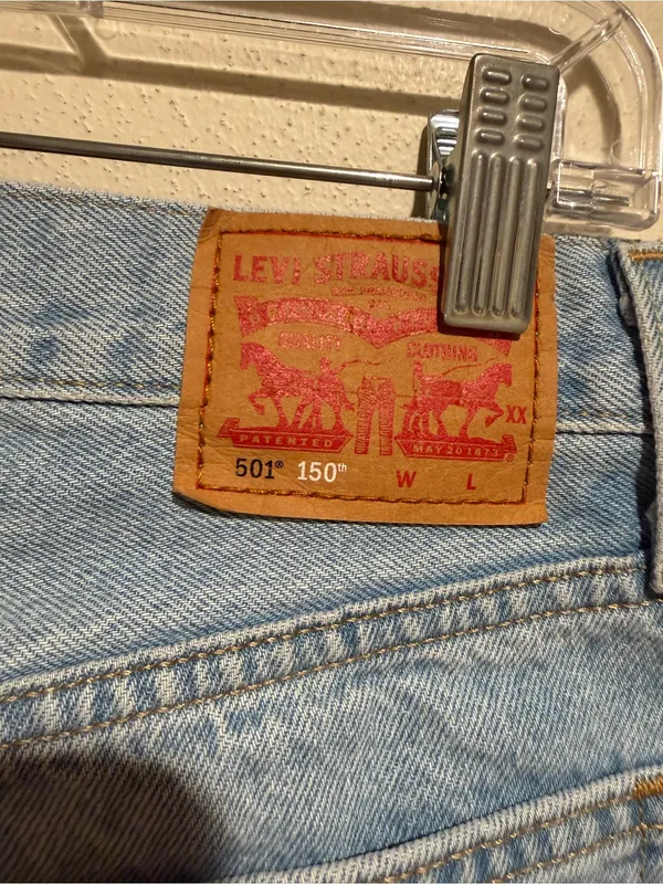 Levi’s 501 Anniversary Straight Leg Light Wash Floral Patchwork Denim Jeans 27 - Image 12