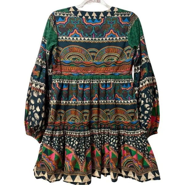 FARM Rio Safari Tiger Printed V-Neck Tunic /‎ Flowy Mini Dress Size Small - Image 8