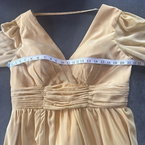 Women’s Full Length Long Sleeve Chiffon V-Neck Formal Dress Corset Back Size 16 - Image 11