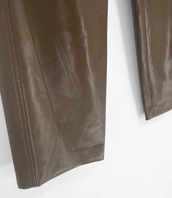 Aritzia Babaton Command Faux Leather Crop Pants Vegan Brown Women's 4 - Image 5