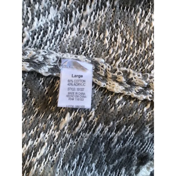 P.O.O.F! Women's Cardigan Sweater, Size L White Gray - Image 7