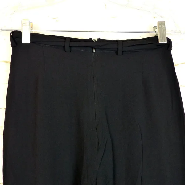 Reformation Pants Womens 8 Black Wide Leg High Rise Tie Belt Flowy Lined Boho - Image 9