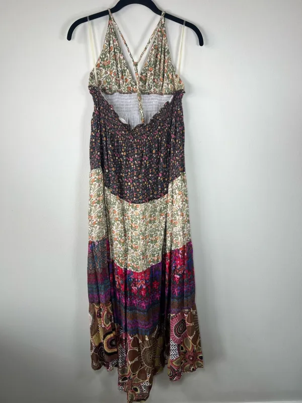 Romeo & Juliet Couture Floral Patchwork Maxi Dress Neutral Cottagecore Boho Med - Image 7