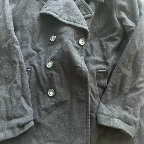 Old Navy Black Double-Breasted Peacoat with Wide Lapels - Image 2