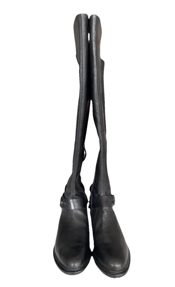NWT Dolce Vita Black Real Leather Tall Riding Over Knee Boots Chain Zip US7.5 - Image 5
