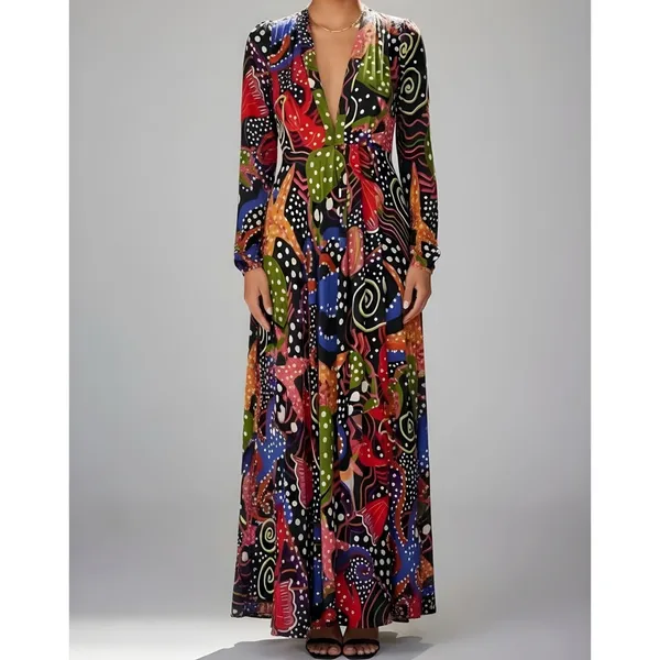 FARM RIO Under The Sea Maxi Dress, Multicolor, XS - Image 8