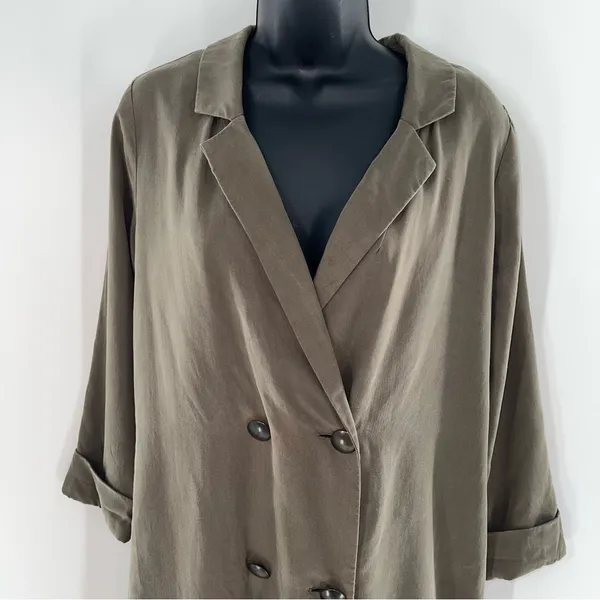 Lovers + Friends Olive Green Double-Breasted Trench Short Coat/Long Jacket-Sz S - Image 3