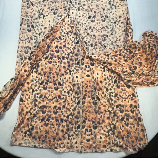 Intimately Free People Cheetah Print Maxed Out Maxi Button Dress Robe Duster Med - Image 7