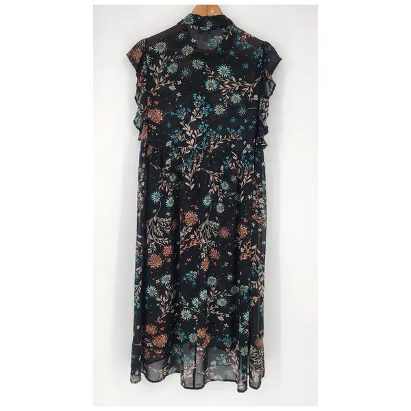 Boutique+ Floral High-Low Duster Kimono Black Women’s Size 1X - Image 3