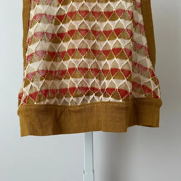 Intimately Free People Boho Geometric Knit Mesh Racerback Tank Top Small S Brown - Image 3
