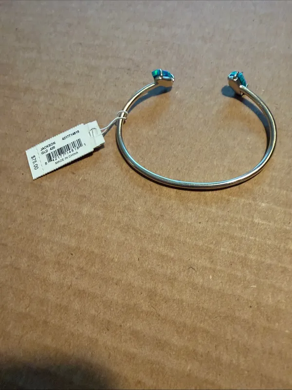 Kendra Scott Silver Open Cuff with Teal Gemstone Ends - Image 3