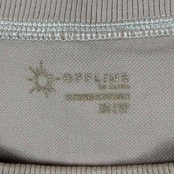 OFFLINE by Aerie Womens XS Seamless Short Sleeve Crop‎ Top Taupe Mauve xGS52G62 - Image 2