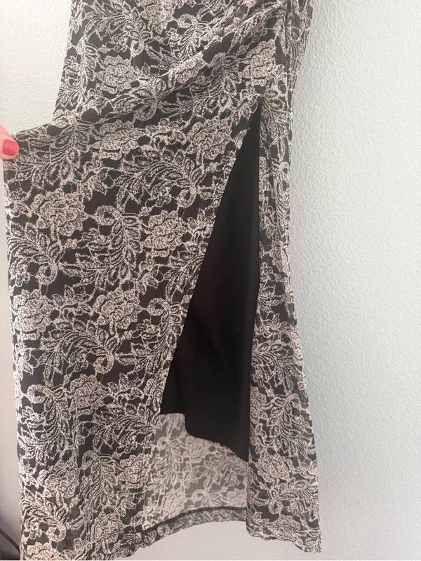 Black and white Floral Lace-Print Maxi Dress - Women - Image 4
