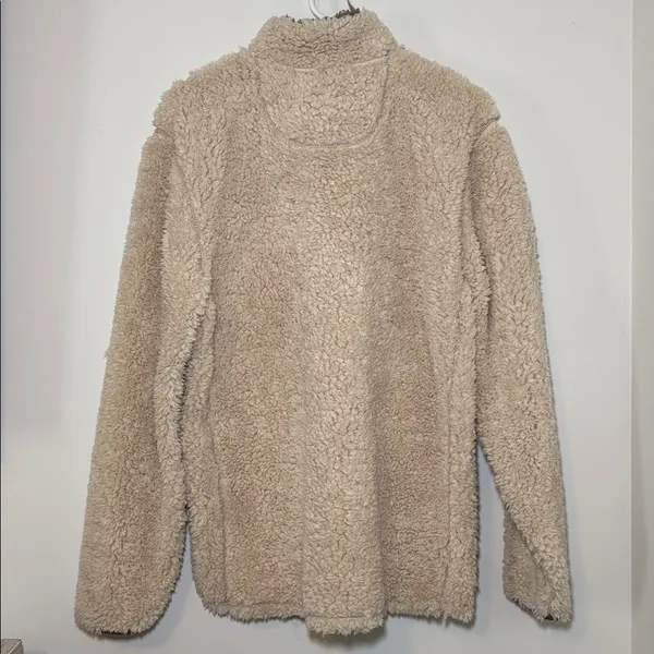 Southern Shirt Women’s Beige Half Zip Casual Sherpa Pullover Size‎ Medium - Image 3