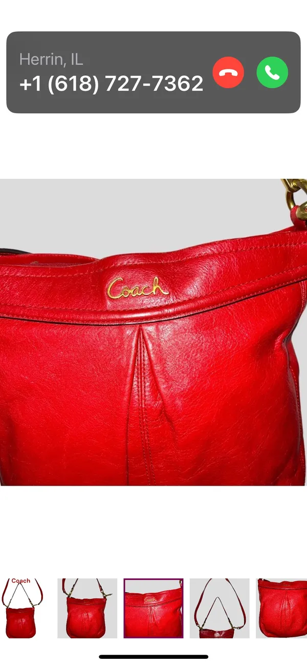 Coach Red Leather Shoulder Bag - Image 3
