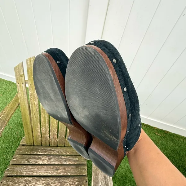 Vionic Kacie Suede Black‎ Leather Clogs Mules Size 9 T - Image 11