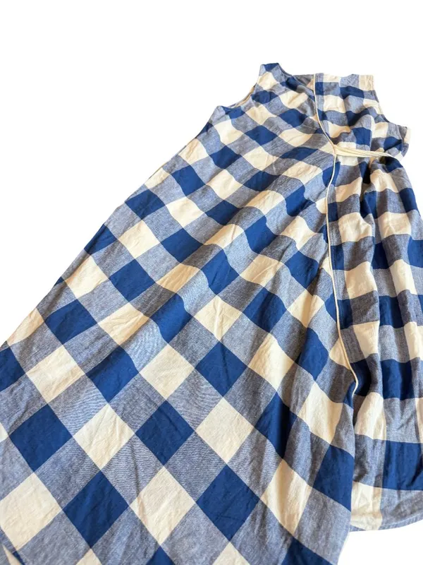 Maeve Blue White Buffalo Check Dress Asymmetrical Hem Sleeveless X-Large Women's - Image 10