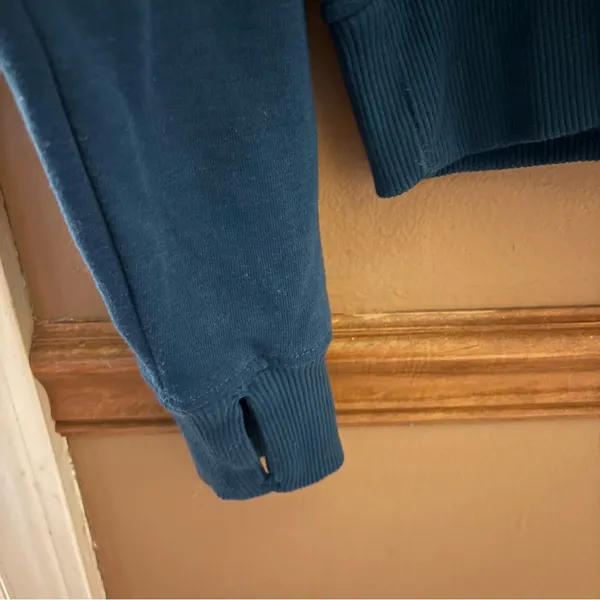 Members Mark Womens Ribbed Half‎ Zip Hoodie Lu Blue Size Medium - Image 3