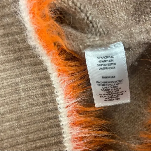 Marc New York Women’s Size Large Camel & Orange Faux Fur‎ Sweater - Image 6