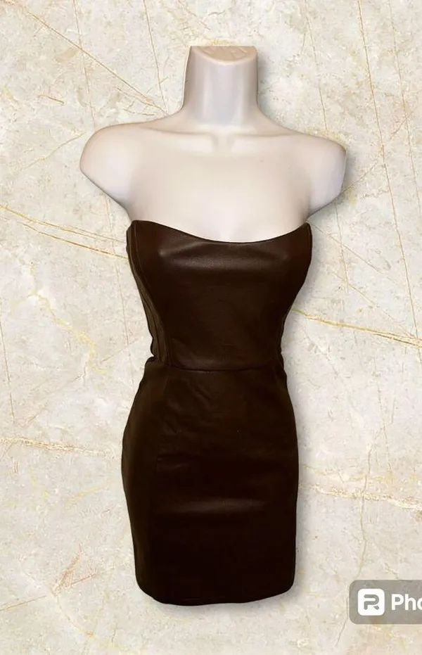 REVOLVE; ASTR THE LABEL Carmen Strapless Faux Leather Mini Dress Size Small - Image 5