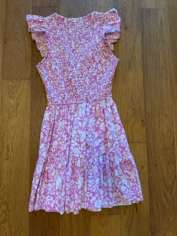 Universal Thread Pink Floral Smocked Flutter Sleeve Dress - Image 2