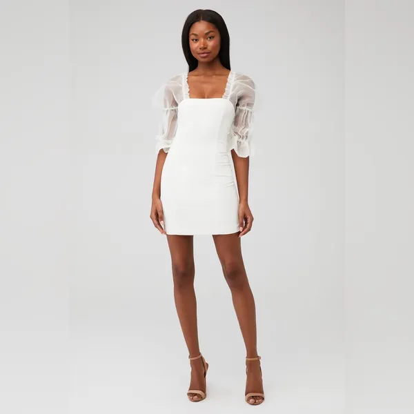 Amanda Uprichard‎ white Tia mini dress in ivory Size Medium - Image 2